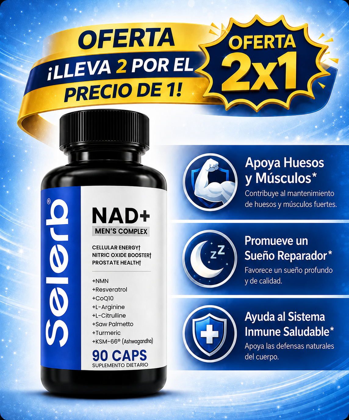 SELERB NAD+ MEN´S Original® 90CAPS | OFERTA 2X1 POR TIEMPO LIMITADO