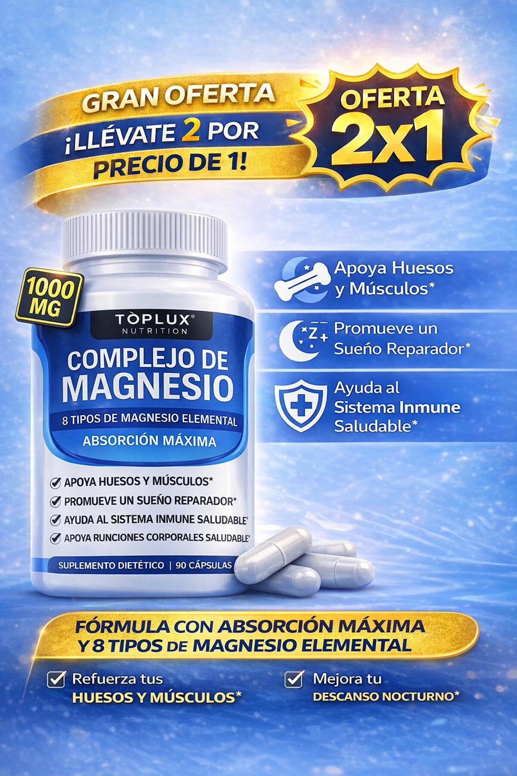 Complejo De Magnesio 8 en 1 | 2X1 Por Tiempo Limitado