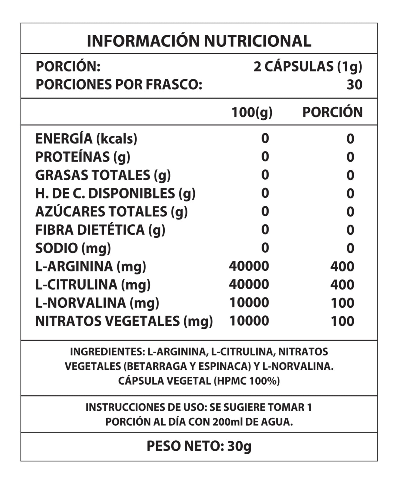 Óxido Nítrico 1.000mg 60 Caps🍆💊