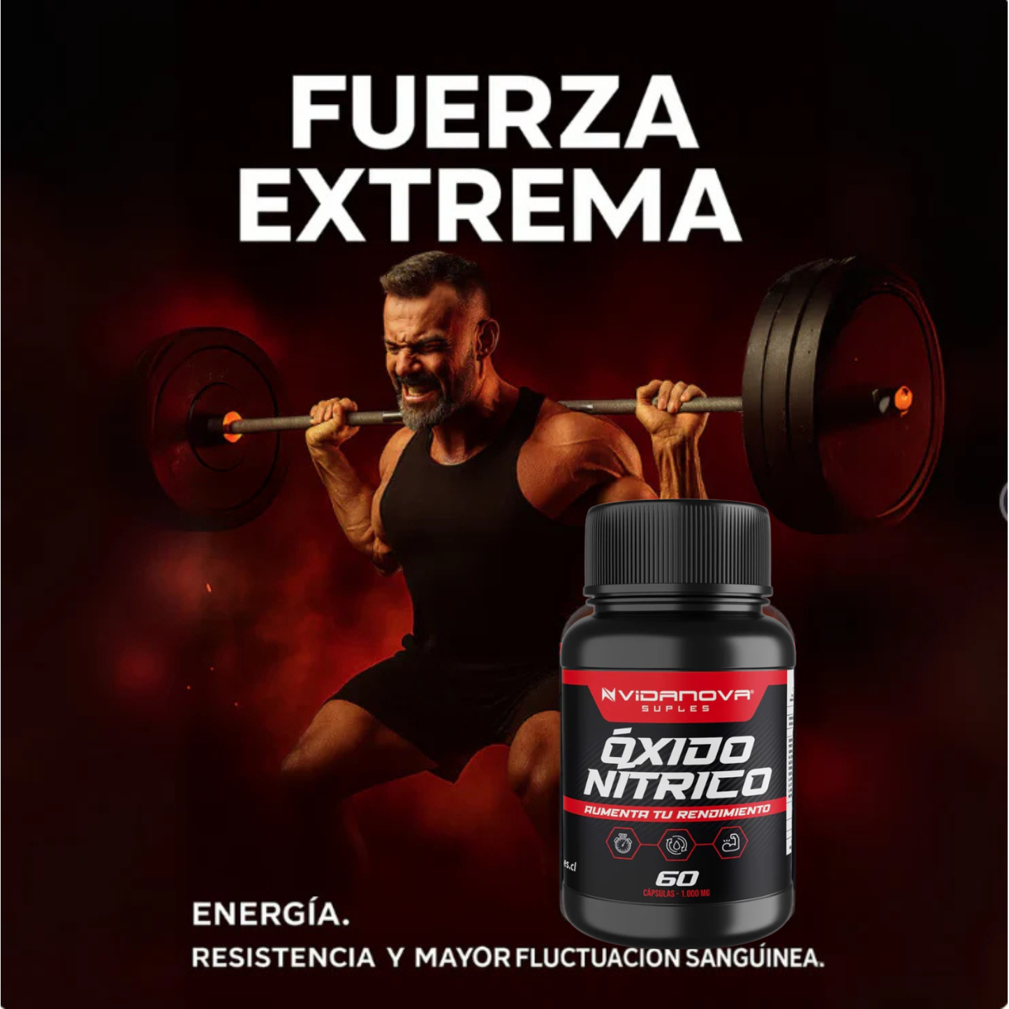 Óxido Nítrico 1.000mg 60 Caps🍆💊