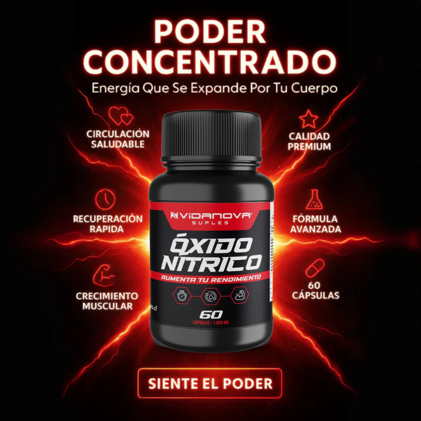 Óxido Nítrico 1.000mg 60 Caps🍆💊