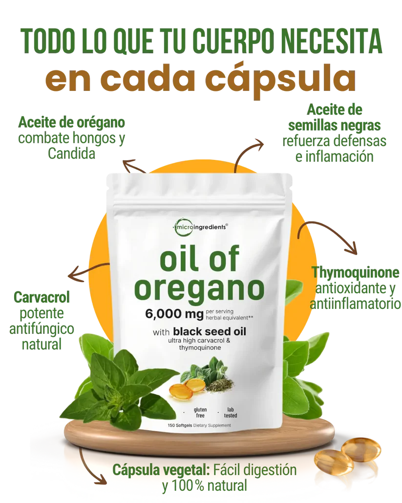 Aceite De Orégano 6000 Mg 60 capsulas | Bienestar desde adentro ✨