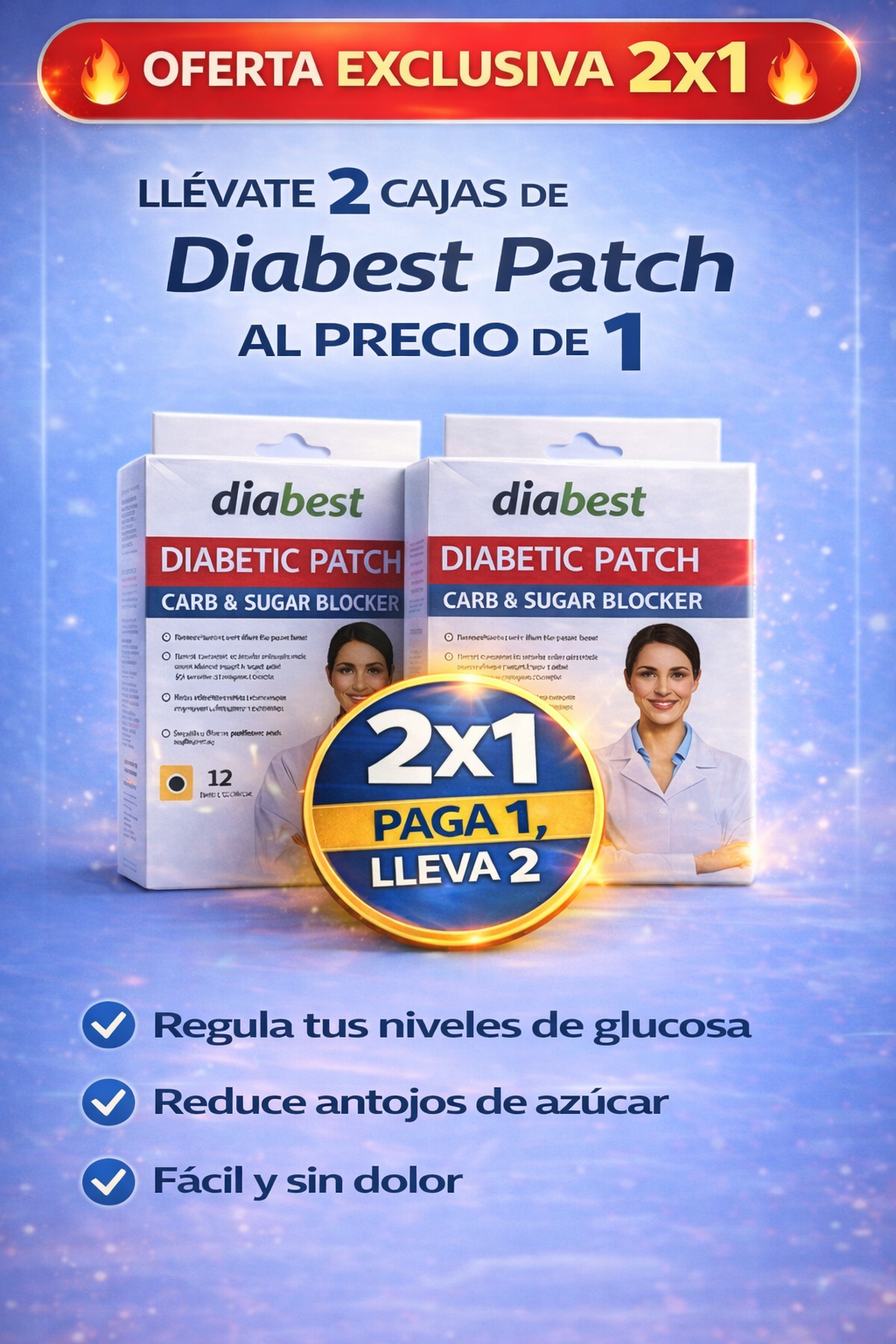 ¡OFERTA 2X1! Duplica tu Bienestar con DIABEST™: Recibe 24 Parches al Precio de 12