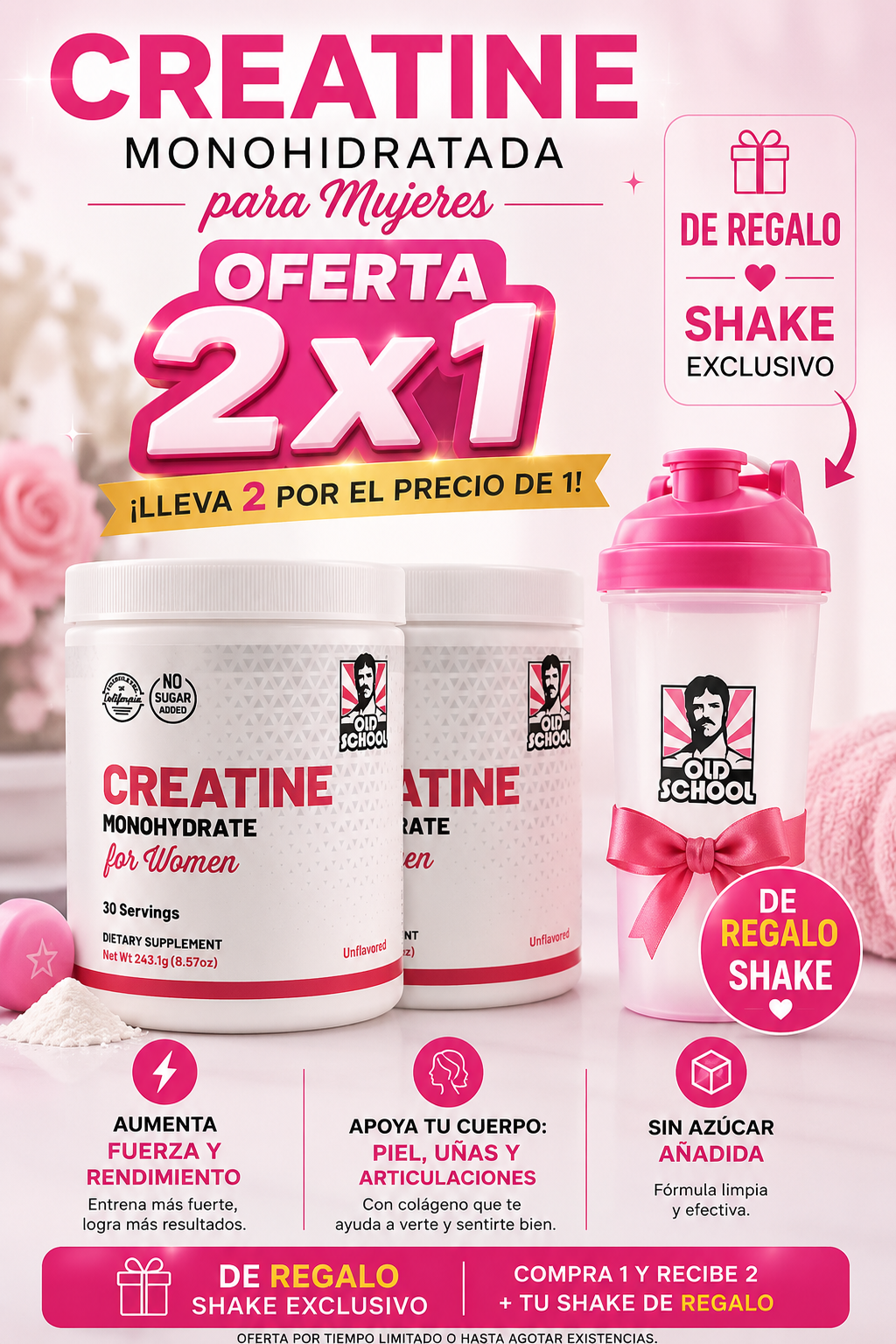 Original Old School Labs® Creatina Monohidratada para Mujer