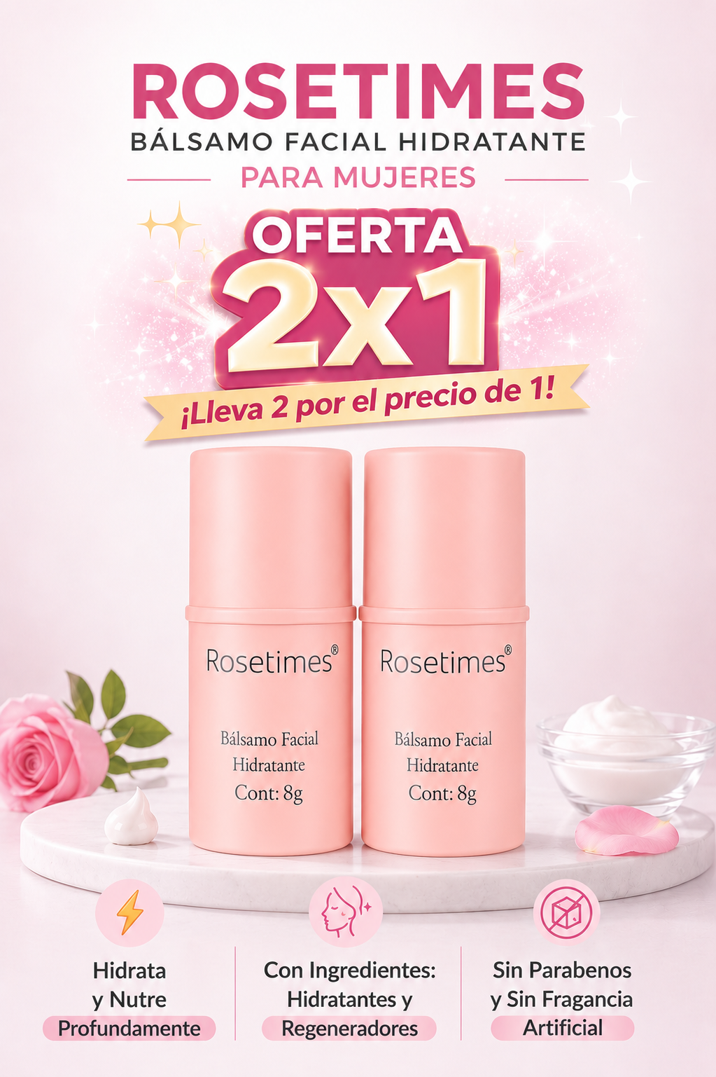 ROSETIMES™ Bálsamo Facial Hidratante | OFERTA 2X1 POR TIEMPO LIMITADO