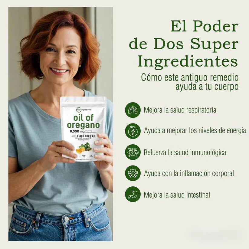 Aceite De Orégano 6000 Mg 60 capsulas | Bienestar desde adentro ✨